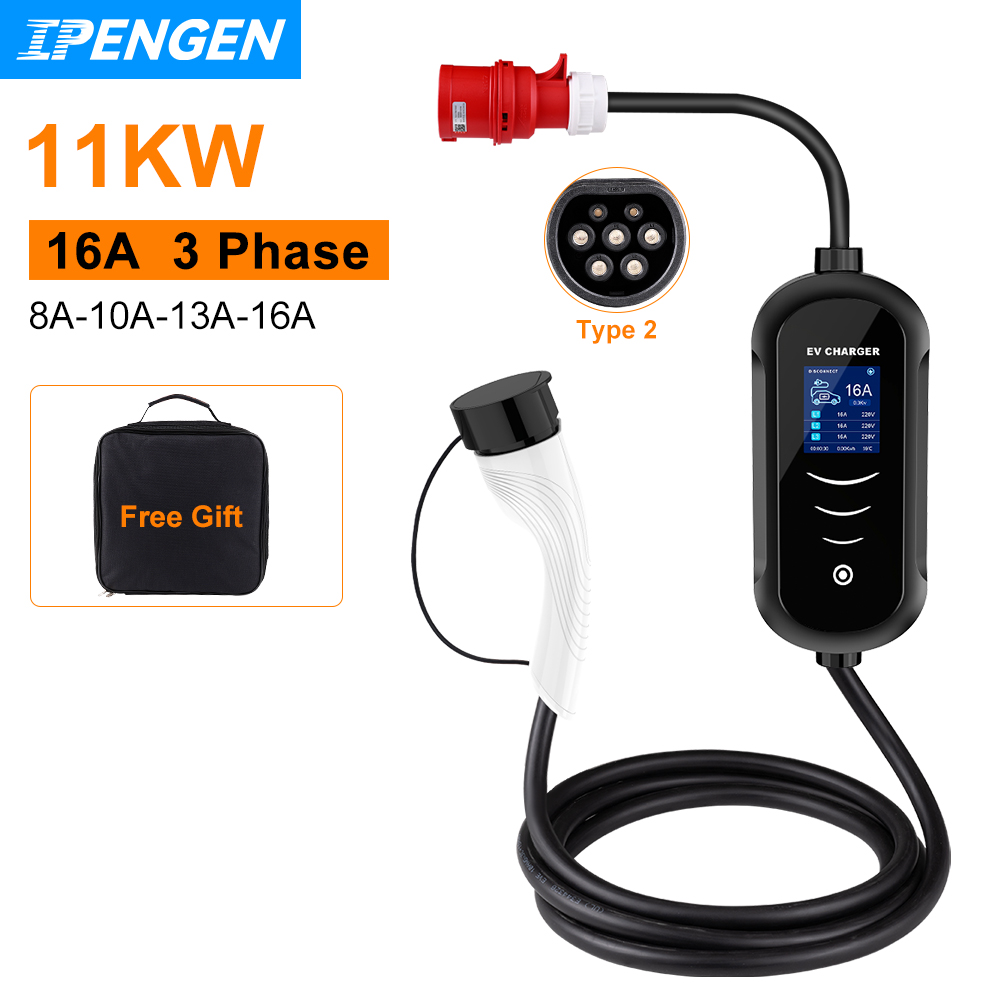 IPENGEN-cargador portátil EV d - Type 2 Portable Ev Charger 11Kw Cee reseña y precio